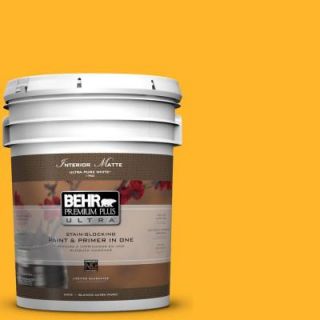 BEHR Premium Plus Ultra 5 gal. #P260 7 Extreme Yellow Matte Interior Paint 175305