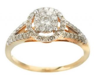As Is Affinity Diamond 1/2cttw Halo Design Ring, 14K Gold —