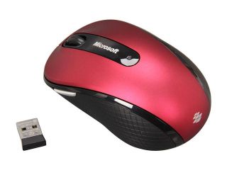 Refurbished: Microsoft Wireless Mobile Mouse 4000 D5D 00054 Ruby Pink 4 Buttons Tilt Wheel USB 2.0 RF Wireless BlueTrack 1000 dpi Mouse