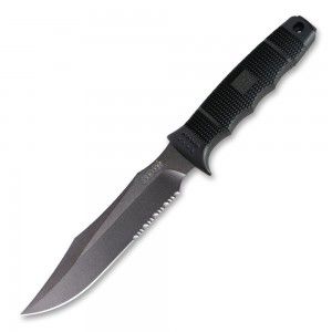 SOG Knives SE37 K SEAL Team Elite Partially Serrated Fixed Blade Knife   Black TiNi  (Open Box Item)