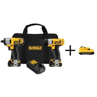 DEWALT 12 Volt MAX Lithium Ion Cordless Combo Kit with Free Battery Pack (2 Tool) DCK210S2DCB127