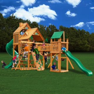 Treasure Trove with Amber Posts Cedar Swing Set by Gorilla Playsets