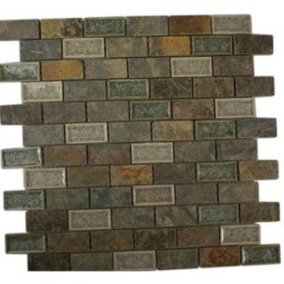 Splashback Tile Roman Selection Emperial Slate 12 in. x 12 in. x 8 mm Mixed Materials Mosaic Floor and Wall Tile ROMAN SELECTION EMPERIAL SLATE 1X2