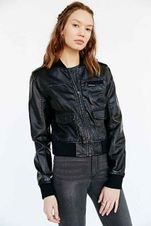 Members Only Faux Leather Bomber Jacket