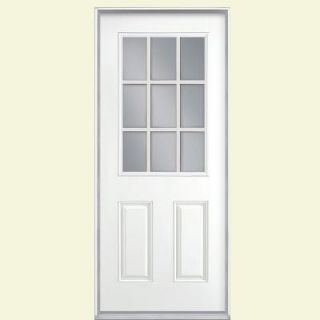Masonite 32 in. x 80 in. 9 Lite Painted Smooth Fiberglass Prehung Front Door with No Brickmold 49416