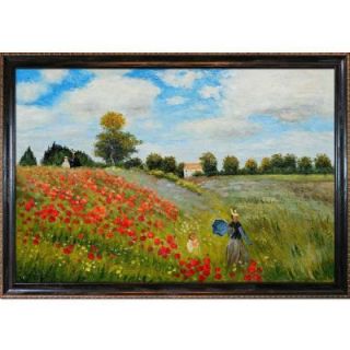 24 in. x 36 in. Poppy Field in Argenteuil Hand Painted Classic Artwork MON1854 FR 982324X36