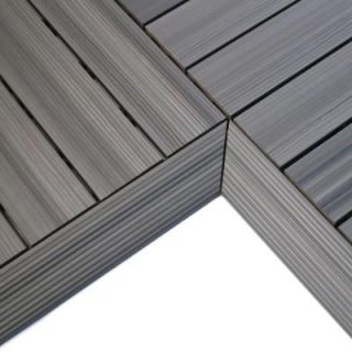 NewTechWood 1/6 ft. x 1 ft. Quick Deck Composite Deck Tile Inside Corner in Westminster Gray (2 Pieces/box) QD IF GY