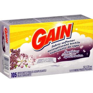 Gain: Fabric Softener Dryer Sheets Soothing Sensations Lavender Lilac Moment, 105 ct