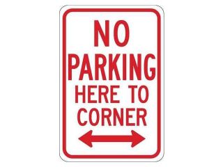 BRADY 94127 No Parking Sign, 18 x 12In, Red/White
