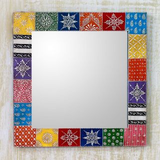 Handcrafted Happy Colors Wall Mirror , Handmade in India  