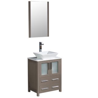 Fresca Torino 24 inch Grey Oak Modern Bathroom Vanity with Vessel Sink