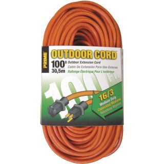 Prime Wire 100 Foot 16/3 SJTW Medium Duty Extension Cord, Orange