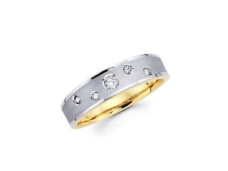 .13ct Diamond 14k White Two Tone Gold Hers Wedding Ring Band (G H Color, SI2 Clarity)