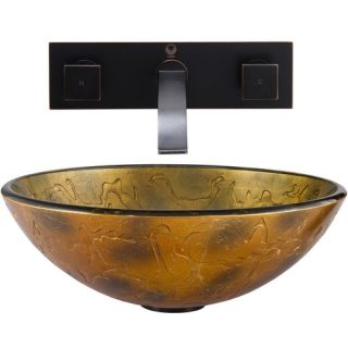Glass Vessel Bathroom Sink with Titus Wall Mount Faucet