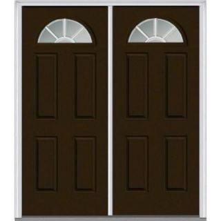 Milliken Millwork 64 in. x 80 in. Classic Clear Glass GBG 1/4 Lite Painted Fiberglass Smooth Double Prehung Front Door Z005158R