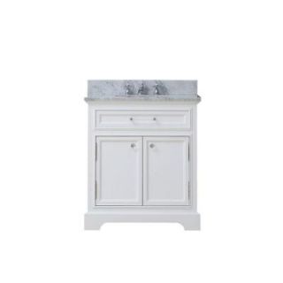 Water Creation 24 in. W x 21.5 in. D x 34 in. H Vanity in White with Marble Vanity Top in Carrara White Derby 24W