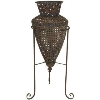 Brown Wrought Iron Perforated 2 piece Flower Vase (China)