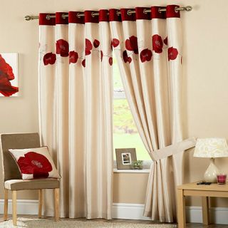 Curtina Danielle Red Lined Eyelet Curtains
