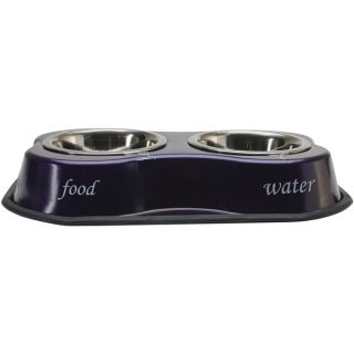 Bone Shaped Double Diner W/2 1pt Stainless Steel BowlsFood & Water