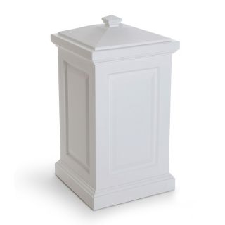 Mayne Berkshire 45 Gallon White Plastic Outdoor Trash Can with Lid
