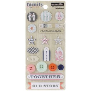 Family Stories Decorative Buttons & Chipboard 19 Pieces     15949292