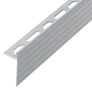 Schluter Schiene Step Satin Anodized Aluminum 3/8 in. x 8 ft. 2 1/2 in. Metal Stair Nose Tile Edging Trim SS100AE30