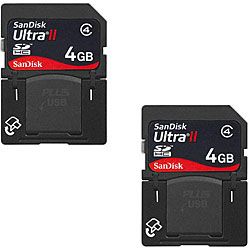 SanDisk 2GB Ultra II SD Plus USB Flash Memory Cards (Case of 2) New in