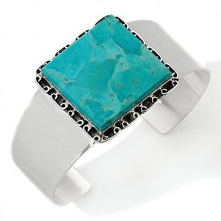 Turquoise Sterling Silver Square Cuff 7 1/2" Bracelet   1968600