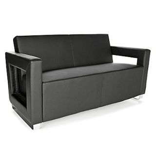 OFM™ Distinct Series PVC Free Polyurethane Soft Seating Sofa With Chrome Feet, Black