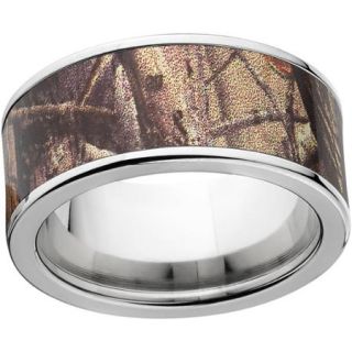 Realtree AP Men's Camo 10mm Stainless Steel Wedding Band with Polished Edges and Deluxe Comfort Fit