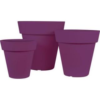 Pride Garden Products Mela Round Purple Plastic Planters (Set of 3) 83556