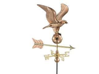 24" Handcrafted Polished Copper Patriotic Eagle Outdoor Weathervane with Garden Pole