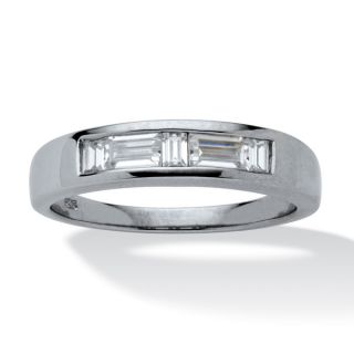 PalmBeach Mens .98 TCW Baguette Cut Cubic Zirconia Wedding Ring in