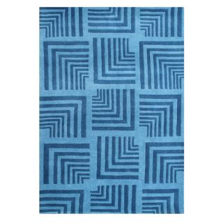 Handmade Azure Blue New Zealand Blend Wool Rug (5 x 8)   16178131
