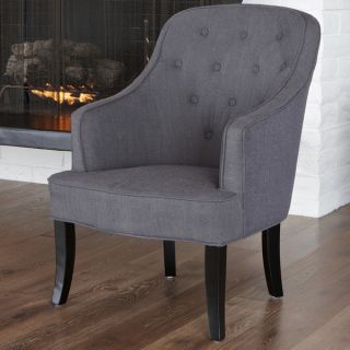 Baxton Studio Norwood Grey Fabric Upholstered Wing Back Accent Chair
