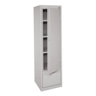 System Series 17 in. W x 64 in. H x 18 in. D Single Door Storage Cabinet with File Drawer in Dove Gray HADF171864 05