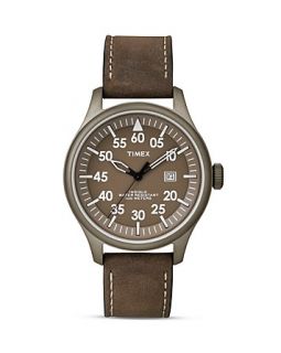 Timex Retro Vintage Leather Strap Watch, 42mm