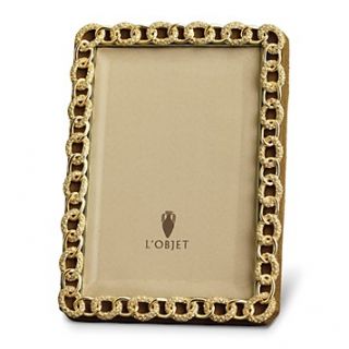 L'Objet Gold Pave with Crystal Chain Link Frame, 4" x 6"
