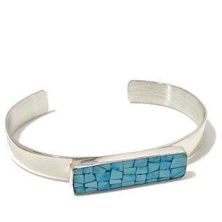 Jay King Sleeping Beauty Turquoise Mosaic Sterling Silver Cuff Bracelet   7961818