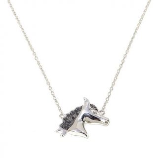 Sterling Silver .11ct Black Diamond Horse Necklace   7893871