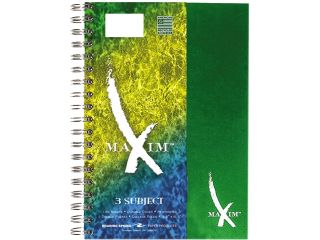 Roaring Spring 13204 Roaring Spring Maxim Notebook, College Rule, 9.5 x 6.5, 3 Subject, 138 Sheets/Pad, Assorted