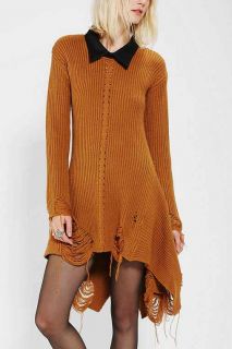 UNIF Vegan Leather Collar Sweater Dress