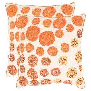 Safavieh Aubrey Pillow Set Of 2   Orange/Taupe (18x18)