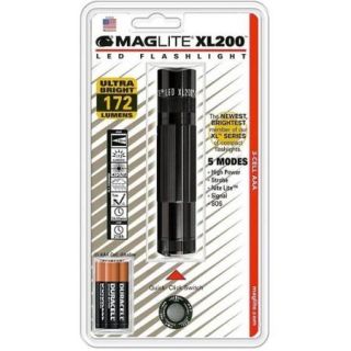 Mag Lite XL200 LED Flashlight   AAA   Anodized AluminumCasing   Black