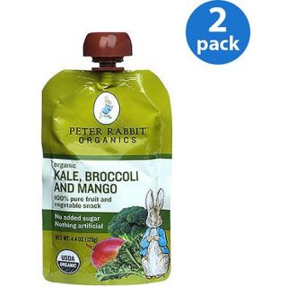 Peter Rabbit Organics Organic Kale, Broccoli and Mango Fruit & Vegetable Snack, 4.4 oz, (Pack of 2)