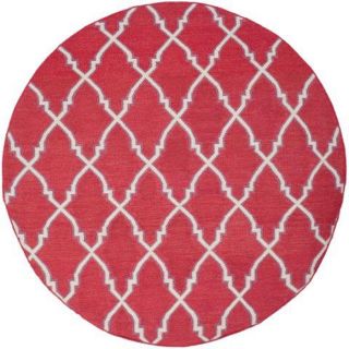 Safavieh Dhurries Red and Ivory Round Indoor Woven Area Rug (Common: 6 x 6; Actual: 72 in W x 72 in L x 0.42 ft Dia)