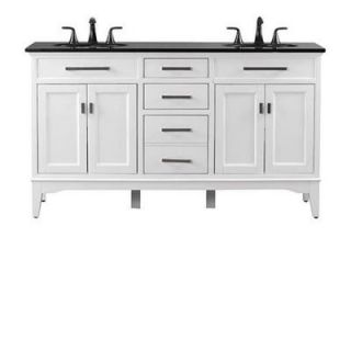 Home Decorators Collection Manor Grove 61 in. Double Vanity in White with Granite Vanity Top in Black with White Basin 2246030410