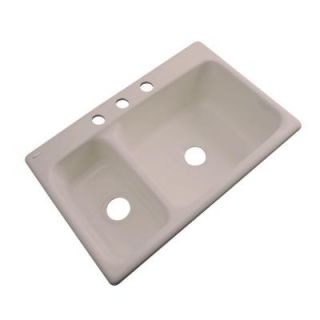 Thermocast Wyndham Drop In Acrylic 33 in. 3 Hole Double Bowl Kitchen Sink in Fawn Beige 42309