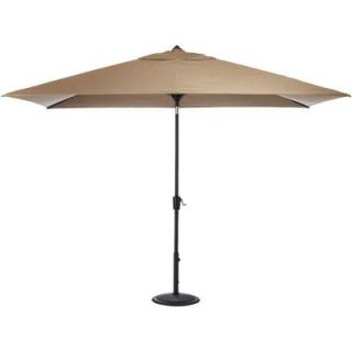 Home Decorators Collection 6.5 ft. x 10 ft. Auto Tilt Patio Umbrella in Heather Beige Sunbrella with Black Frame 1549130810