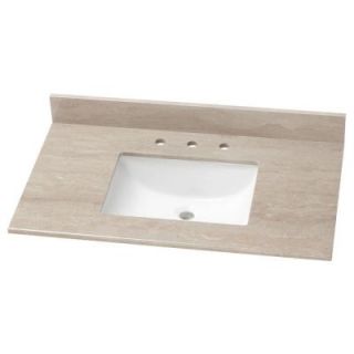 Home Decorators Collection 37 in. Stone Effects Vanity Top in Kaiser Grey with White Basin SE3722 KG